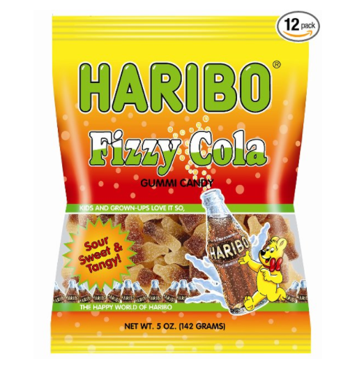 Haribo Gummi Candy, Fizzy Cola, 5-Ounce Bags (Pack of 12) only $8.86