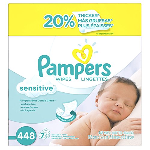 Pampers Baby Wipes Sensitive 7X Refill, 448 Count, Only $10.76, free shipping after using SS