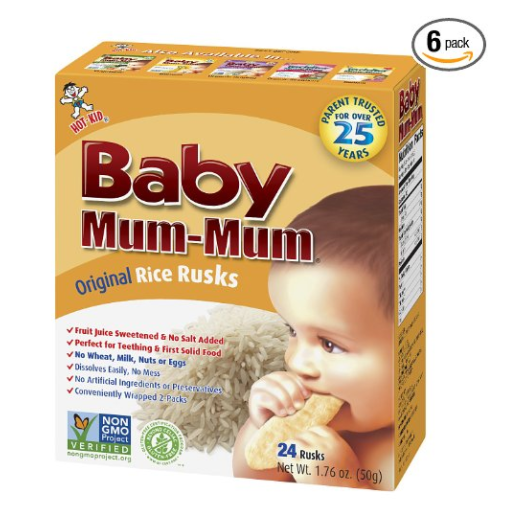 Hot-Kid Baby Mum-Mum Original Flavor Rice Biscuit, 24-pieces (Pack of 6) only $2.88