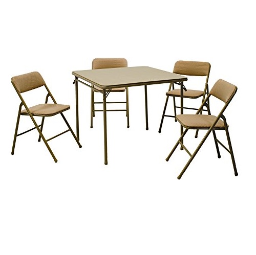Cosco Products 5-Piece Folding Table and Chair Set, Tan, Only $69.92, You Save $60.07(46%)