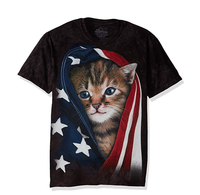 萌到爆表！呼之欲出！THE MOUNTAIN美國旗小貓 3DT恤，現僅售$10.39