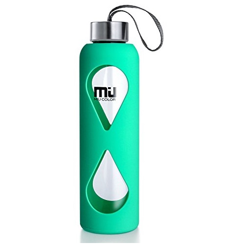 18oz Glass Water Bottle MIUCOLOR - Anti-slip Silicone Sleeve with Eco-friendly Borosilicate Glass Bottle, BPA, PVC, Plastic and Lead Free, Grass Green, Only $25.99, You Save $10.00(38%)