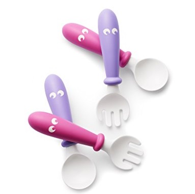 BABYBJORN Baby Spoon and Fork - Pink/Purple, 4-Count, Only $12.08, You Save $5.87(33%)