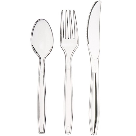 AmazonBasics 360-Piece Clear Plastic Cutlery Set $9.98
