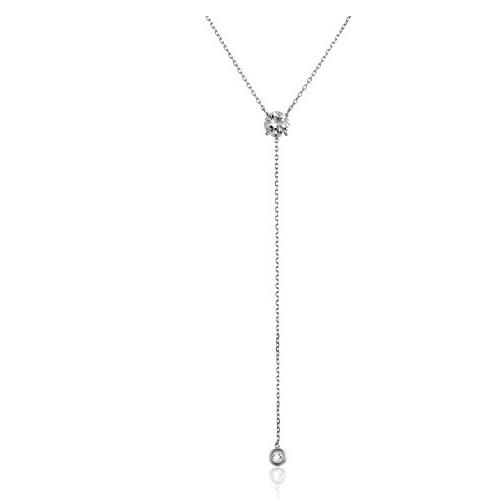 Sterling Silver Cubic Zirconia Lariat Y-Shaped Necklace, 18