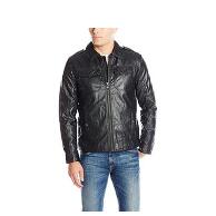 Lucky Brand Men's Amherst Faux Leather Moto Jacket, Black, M, Only $22.86