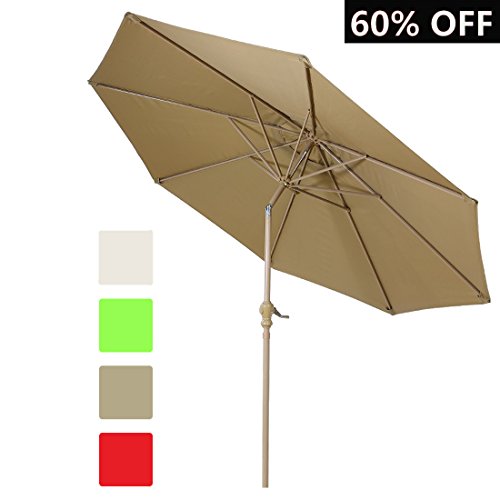 Balichun 9 Ft Outdoor Table Patio Umbrella Market Umbrella with Push Button Tilt and Crank, 8 Steel Ribs, four colors, low to $42.2 when using discount code at checkout