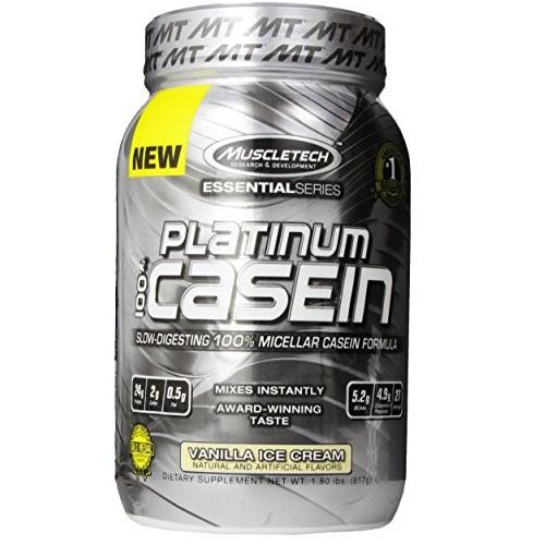 MuscleTech Platinum 100% Casein, Slow-Digesting 100% Milcellar Casein Formula, Vanilla Ice Cream, 1.80 lbs (817g), Only $13.47, free shipping after using SS