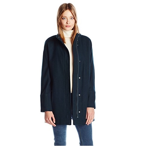 Lucky Brand Women's Tweed High Collar Wool Coat with Hidden Placket and Snap Buttons, Peacock, M, Only $43.24, free shipping