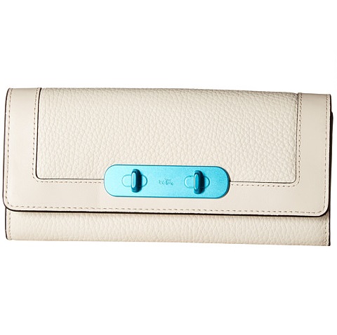 Coach 54809 Chalk Leather Turquoise Hardware Swagger Wallet, only $69.99, free shipping