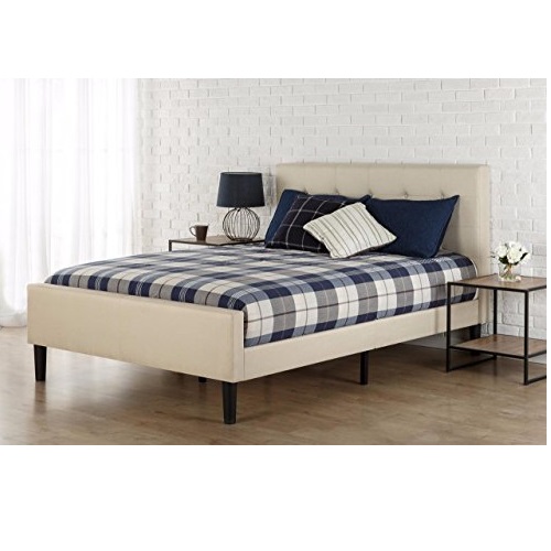 Zinus Upholstered Button Tufted Platform Bed with Footboard, Queen, Only $159.00, You Save $90.00(36%)