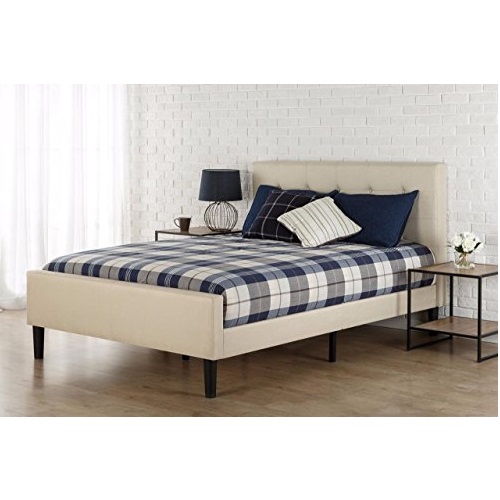 Zinus Upholstered Button Tufted Platform Bed with Footboard, King, Only $169.00, You Save $120.00(42%)