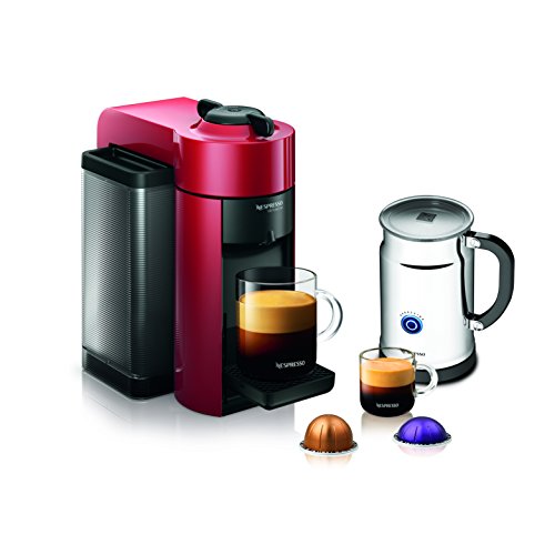 Nespresso A+GCC1-US-RE-NE VertuoLine Evoluo Coffee & Espresso Maker with Aeroccino Plus Milk Frother, Red, Only $124.50, You Save $124.50(50%)