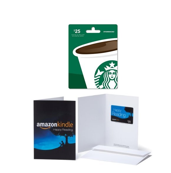 $25 Starbucks Gift Card and $25 Amazon.com Kindle Gift Card only $41.38. USE CODE : BIGTHANKS