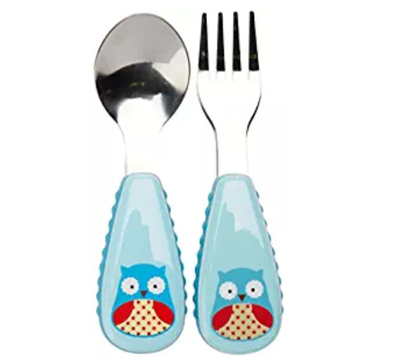 Skip Hop Baby Zoo Little Kid and Toddler Fork and Spoon Utensil Set, Multi Otis Owl only $4.80