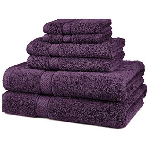 Pinzon Blended Egyptian Cotton 6-Piece Towel Set, Plum, Only $20.00, You Save $1.99(9%)