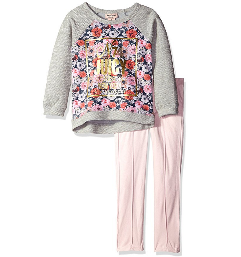 Juicy Couture Girls' French Terry Flower Print Top and Pant Set ONLY $12.94