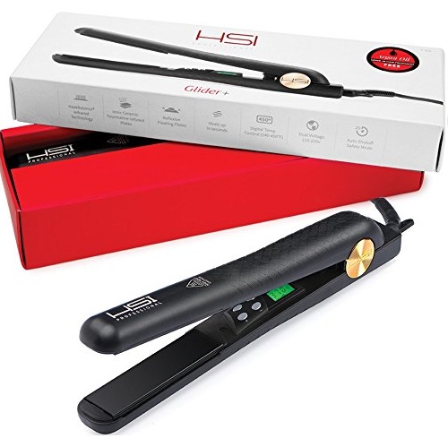 HSI Professional Digital Ceramic Tourmaline Ionic Flat Iron Hair Straightener with Glove, Pouch and Argan Oil Treatment, Only $55.00, free shipping
