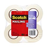 Scotch Tear-by-Hand Tape, 1.88 Inches x 50 Yards, 4-Pack (3842-4) $6.40