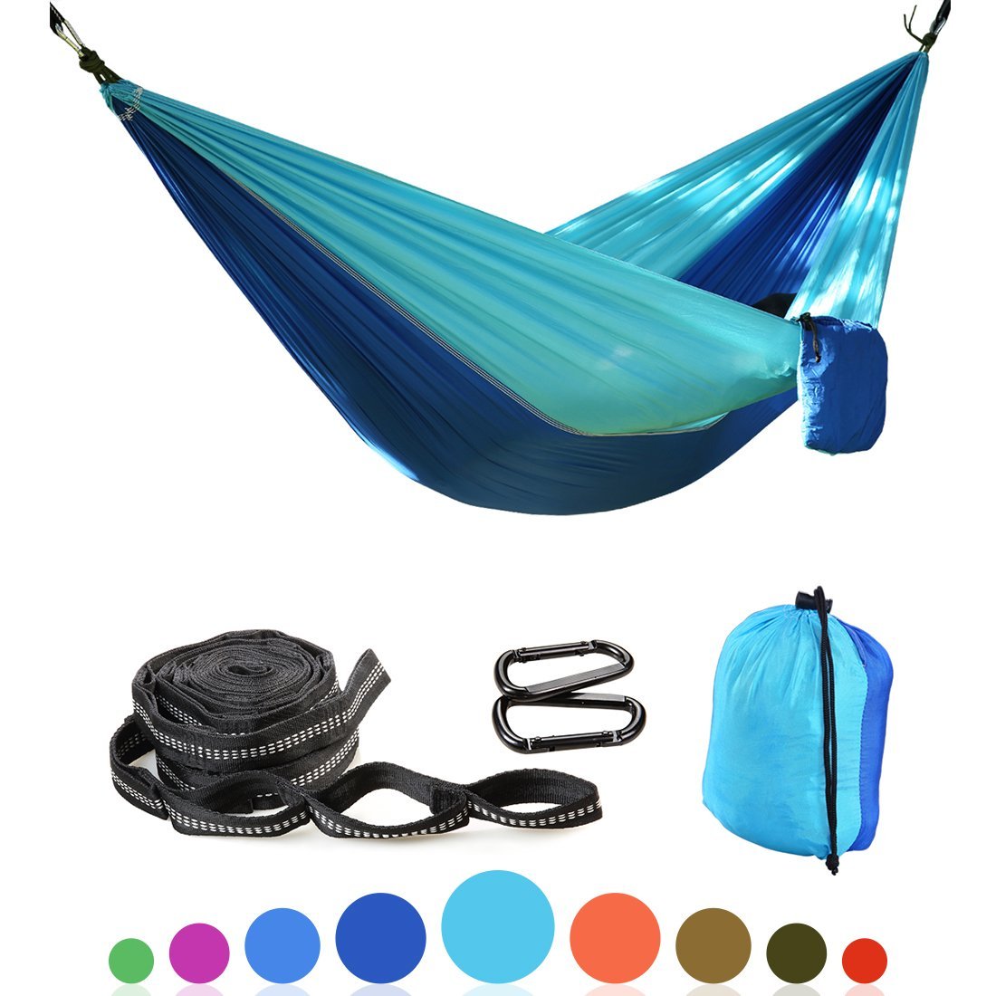 Balichun Parachute Hammock 500lbs Capacity with 2 Straps(for Indoor and Outdoor),Ultralight Portable Multifunctional 210T Nylon Single Hammocks for Light Travel Camping Hiking Backpacking Beach Patio
