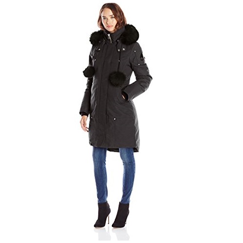 Moose Knuckles Women's Sterling Parka With Fur Trim Hood, Black, X-Large, Only $452.94, free shipping