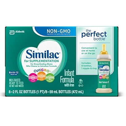 Similac for Supplementation Ready-to-Feed Infant Formula Bottles with Nipple and Ring, 2 fl oz, 8 bottles (Pack of 6), Only $35.93, free shipping after clipping coupon and using SS