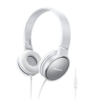 Panasonic Premium Sound Over-the-Ear Stereo Headphones RP-HF300M-W with Integrated Mic and Controller, Travel-Fold Design, Metallic Finish, White, Only $10.75