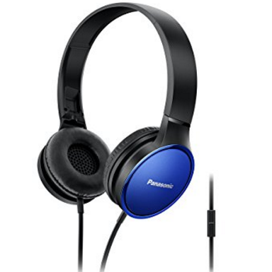 Panasonic Premium Sound On Ear Stereo Headphones RP-HF300M-A with Integrated Mic and Controller, Travel-Fold Design, Metallic Finish, Blue, Only $14.69