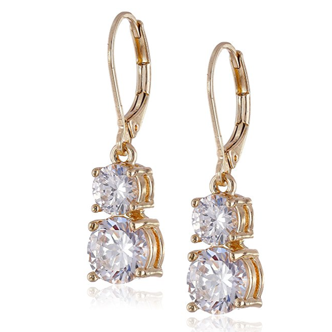 Anne Klein Flawless Crystal Lever-Back Double-Stone Drop Earrings only $12