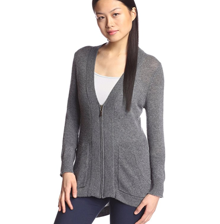 Cashmere Addiction Women's High-Low Zipper Cardigan only $27.07