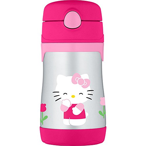 THERMOS Vacuum Insulated Stainless Steel 10-Ounce Straw Bottle, Hello Kitty, Only $14.99