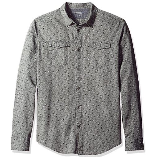 Calvin Klein Jeans Men's Long Sleeve Geo Print Herringbone Button Down Shirt $15.99 FREE Shipping on orders over $35