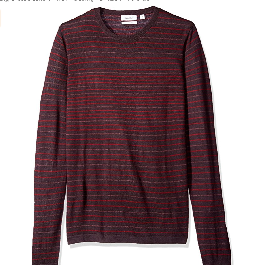 Calvin Klein Men's Merino Stripe Crew Neck Sweater only $13.99