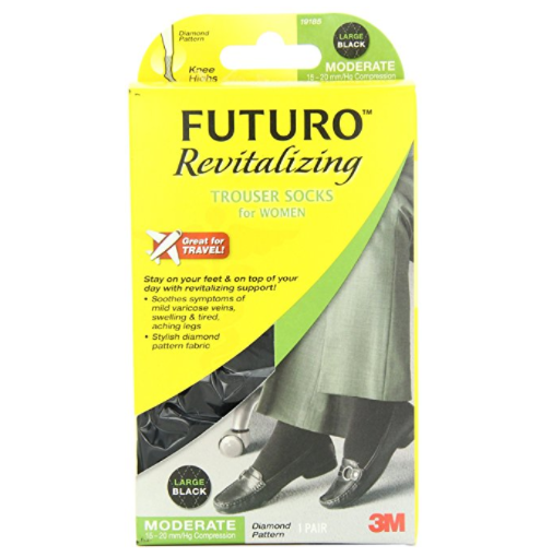 Futuro TM Revitalizing Trouser Socks for Women, Black Diamond Pattern, Large, Moderate (15-20 mm/Hg) only $11.21