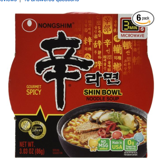 Nongshim Shin Big Bowl Noodle Soup, Gourmet Spicy, 3.03 Ounce (Pack of 6) only $4.18