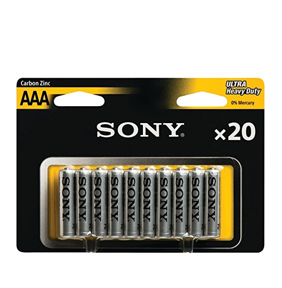 Sony索尼 R03NUB20A 超能 AAA碳鋅電池, 20個裝，原價$20.87，現僅售$5.00