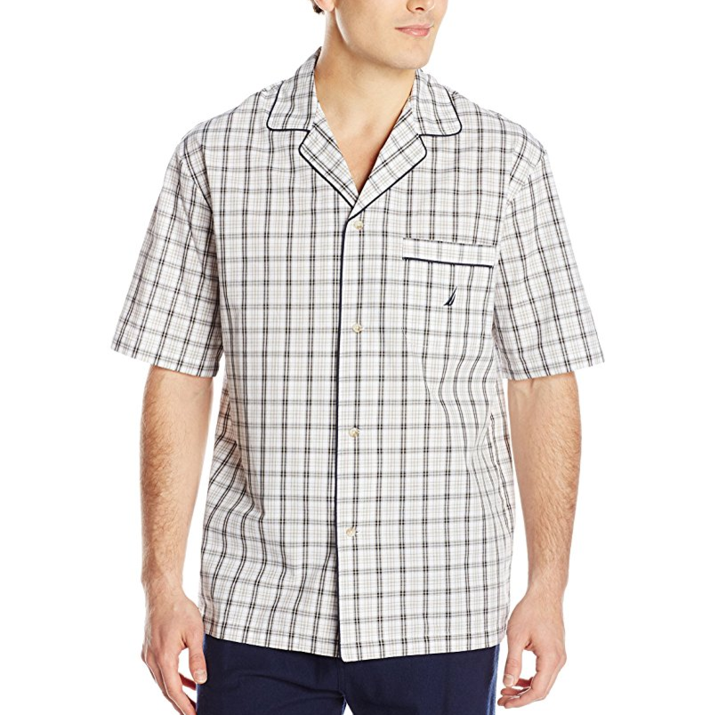 Nautica Men's Oatmeal Plaid Woven Sleep Shirt only $7.69