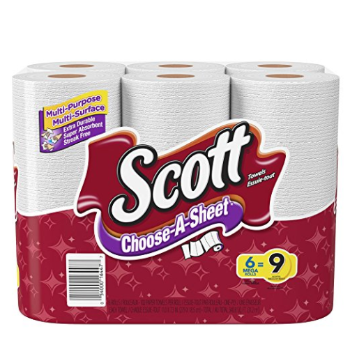 Scott 超大卷厨房纸巾6卷, 现仅售$3.99