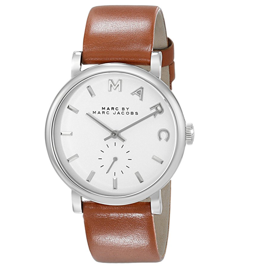 Marc by Marc Jacobs Women's MBM1265 Baker Silver-Tone Stainless Steel Watch with Brown Leather Band only $84