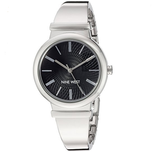 Nine West Women's NW/1917BKSB Silver-Tone Bangle Watch $29.99 FREE Shipping on orders over $35