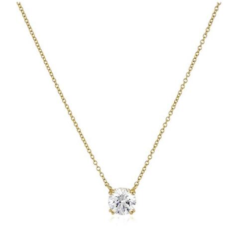 Platinum or Gold-Plated Sterling Silver Round-Cut Swarovski Zirconia Solitaire Pendant Necklace  $15.96