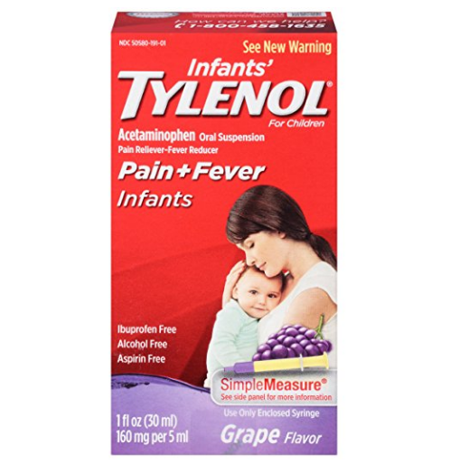 Infants' Tylenol Pain Reliever-Fever Reducer, Oral Suspension, Grape Flavor, 1 oz  Tylenol only $5.54