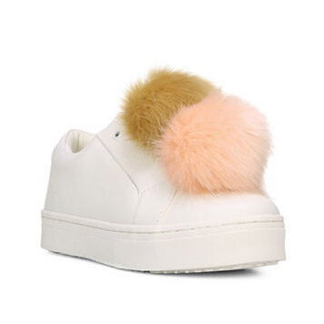 SAM EDELMAN Leya Faux Fur-Accented Leather Sneakers  $30.00