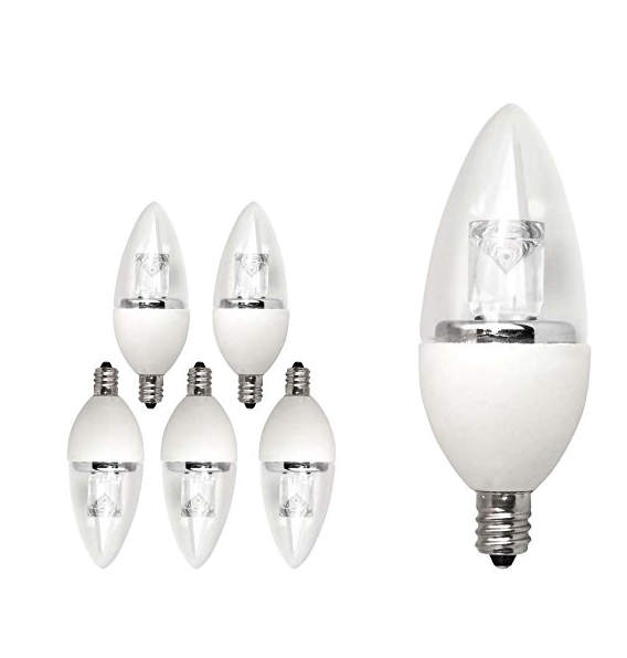 TCP 25 Watt Equivalent LED Decorative Torpedo Light Bulbs, Small Candelabra Based, ENERGY STAR Certified, Dimmable, Soft White (6 Pack) only $9.99