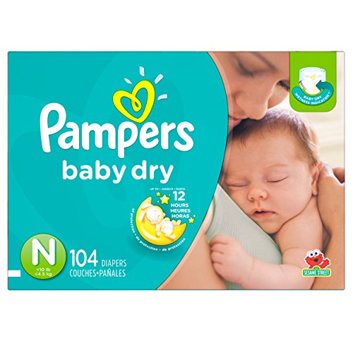 Pampers Baby Dry Diapers, Size N, Super Pack, 104 Count, Only $12.54, free shipping after clipping coupon and using SS
