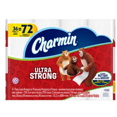可以囤貨啦！Charmin小熊超柔韌廁紙 36 double 卷（=72正常卷） 特價僅售$11.54！