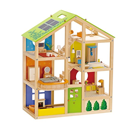 Hape All Seasons Kid's Wooden Doll House Furnished with Accessories only $67.67