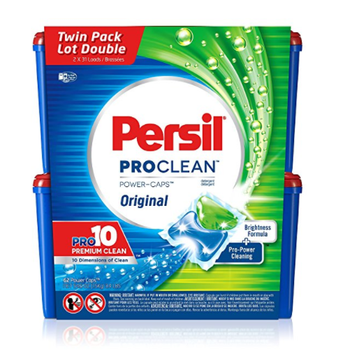 去渍小能手！Persil ProClean 原味洗衣胶囊 62支装，现点击coupon后仅售$9.00