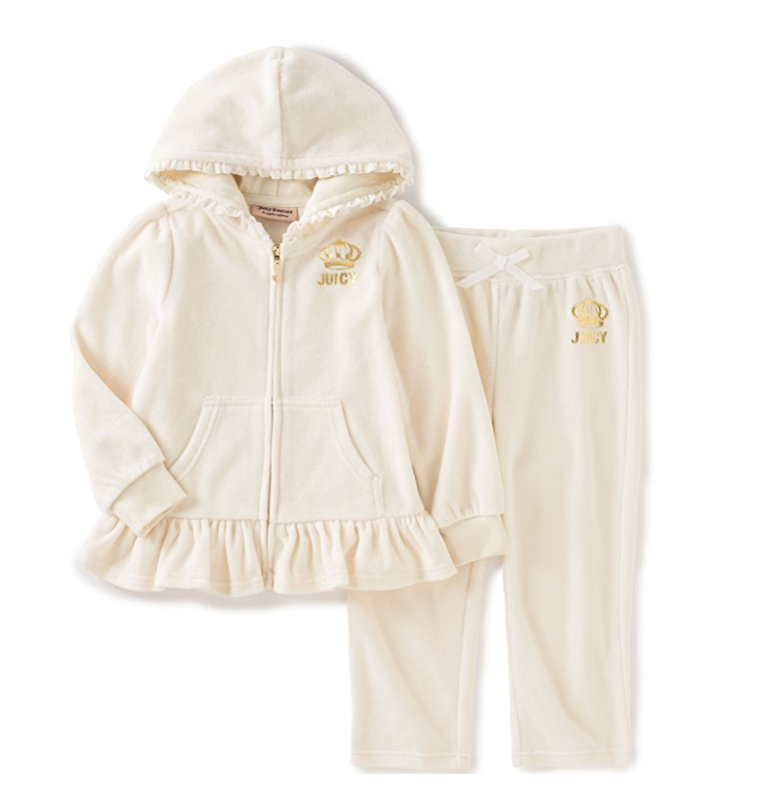 Juicy Couture Girls' 2 Piece Velour Hooded Jacket and Pant Set only $20.90