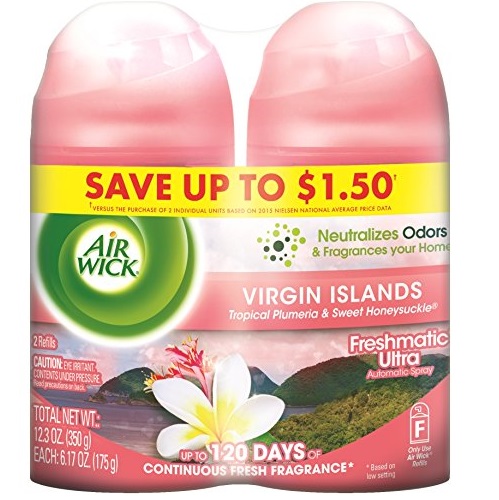 Air Wick Freshmatic Automatic Spray Refill Air Freshener, National Park Collection, Virgin Island, 2 Refills, 12.34oz, Only $7.93, You Save $1.12(12%)
